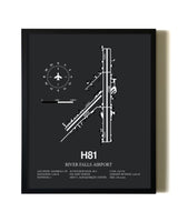Unframed River Falls Airport map print poster