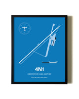 Sky Blue Greenwood Lake Airport aviation wall décor in black wood frame