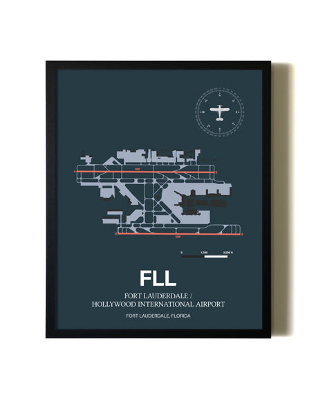 Slate Framed Fort Lauderdale/Hollywood International Airport wall art poster in black frame