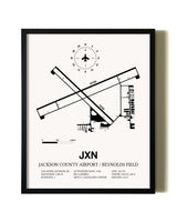 Framed Jackson County Airport / Reynolds Field wall art poster in black frame
