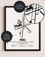 Framed Richard B. Russell Regional Airport - J.H. Towers Field layout wall art poster