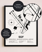 Framed Springfield-Branson National Airport layout wall art poster