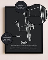 David Wayne Hooks Memorial Airport poster size comparison chart