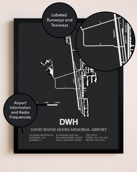 David Wayne Hooks Memorial Airport poster size comparison chart