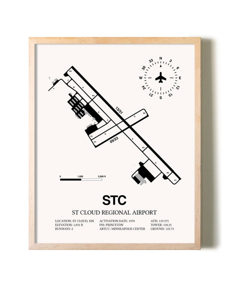 St. Cloud Regional Airport framed wall art in white frame
