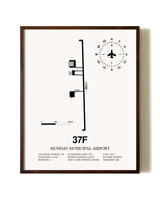 Munday Municipal Airport aviation print in walnut frame