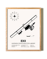 Davidson County Executive Airport framed print in natural wood frame