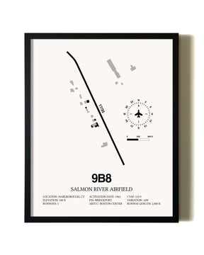Framed Salmon River Airfield wall art poster in black frame