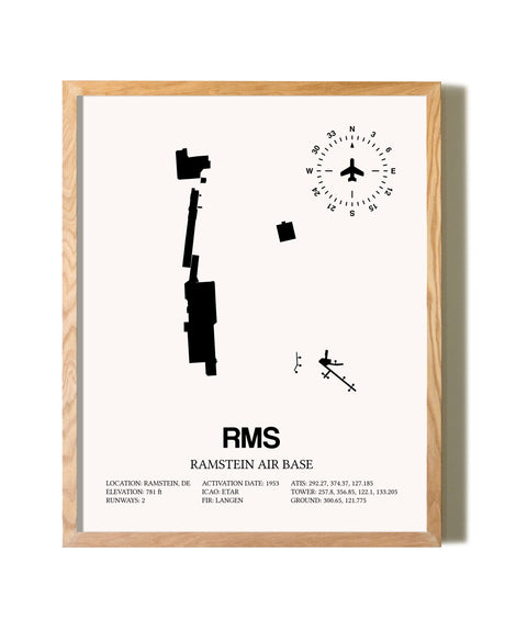 Ramstein Air Base framed print in natural wood frame