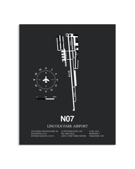 Gray Framed Lincoln Park Airport layout wall art poster