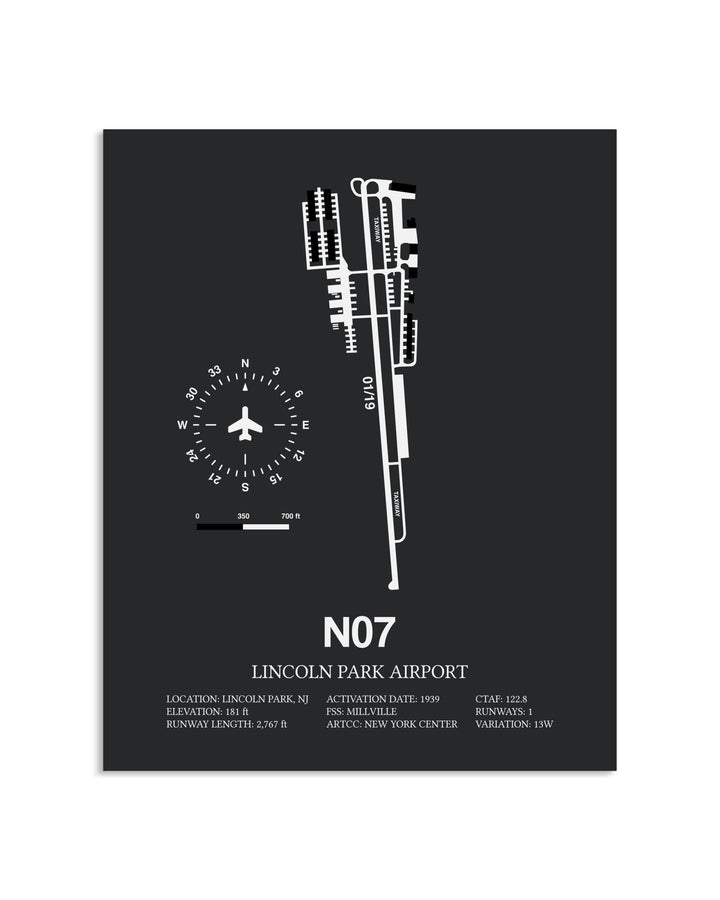 Gray Framed Lincoln Park Airport layout wall art poster