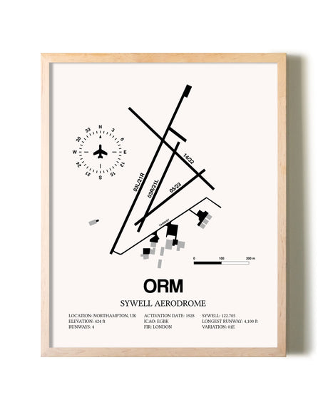 Sywell Aerodrome framed wall art in white frame