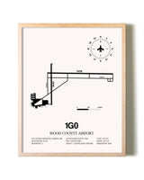 Wood County Airport framed wall art in white frame