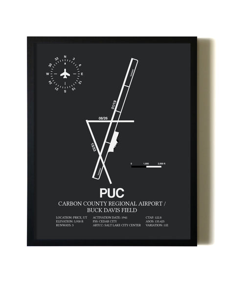 Unframed Carbon County Regional Airport / Buck Davis Field map print poster