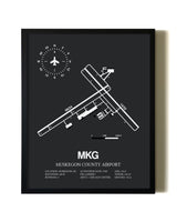 Unframed Muskegon County Airport map print poster