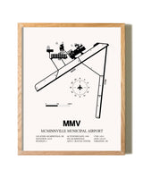 McMinnville Municipal Airport framed print in natural wood frame