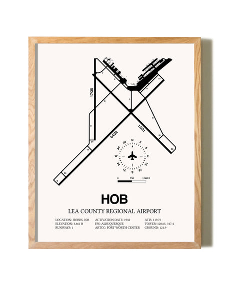 Lea County Regional Airport framed print in natural wood frame