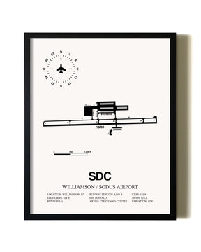 Framed Williamson / Sodus Airport wall art poster in black frame