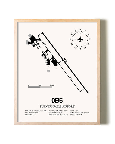 Turners Falls Airport framed wall art in white frame