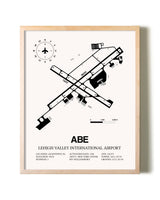 Lehigh Valley International Airport framed wall art in white frame