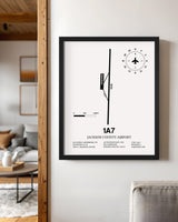 Framed Detailed Airport Map of Jackson County Airport (1A7) in White with a Black Frame