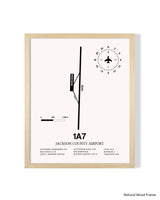 Detailed Airport Map of Jackson County Airport (1A7) in White with a Natural Frame