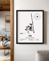 Framed Detailed Airport Map of Bulverde Airpark (1T8) in White with a Black Frame