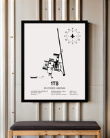 Framed Detailed Airport Map of Bulverde Airpark (1T8) in White with a Black Frame