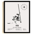 Framed Detailed Airport Map of Bulverde Airpark (1T8) in White with a Black Frame