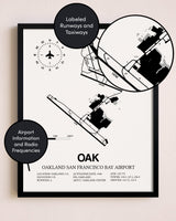 Framed San Francisco Bay Oakland International Airport layout wall art poster
