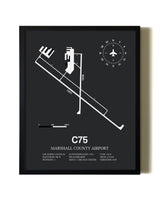 Unframed Marshall County Airport map print poster