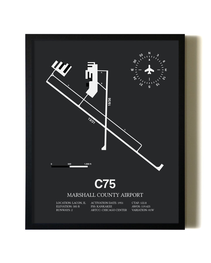Unframed Marshall County Airport map print poster