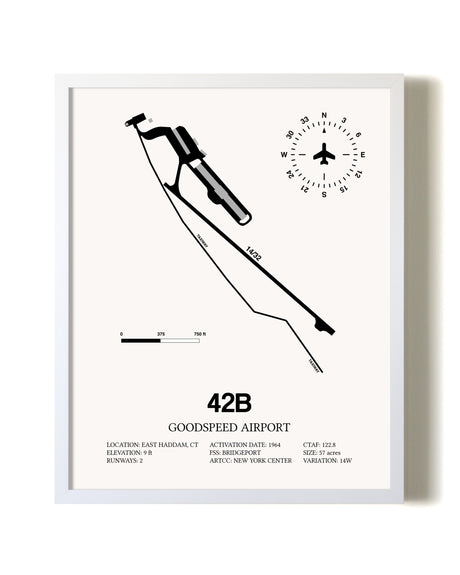 Goodspeed Airport airport map poster in oak frame
