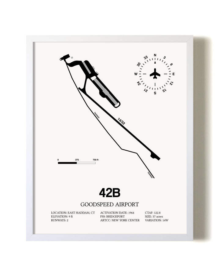 Goodspeed Airport airport map poster in oak frame