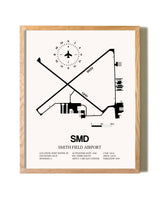 Smith Field Airport framed print in natural wood frame