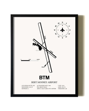 Framed Bert Mooney Airport wall art poster in black frame