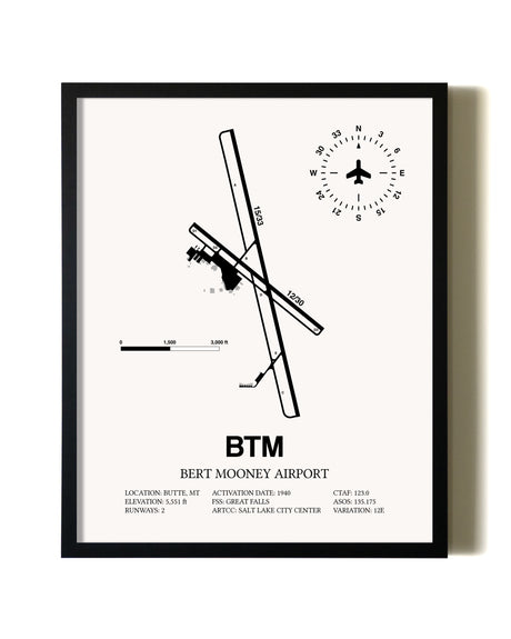 Framed Bert Mooney Airport wall art poster in black frame