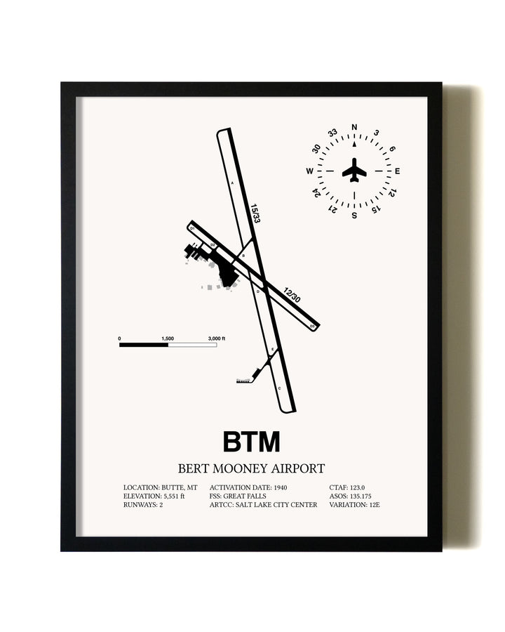 Framed Bert Mooney Airport wall art poster in black frame