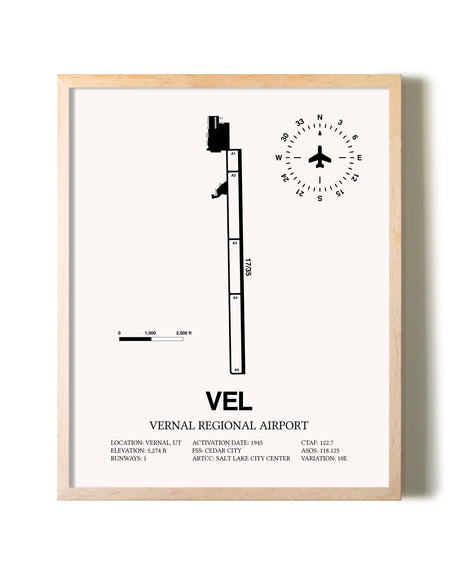 Vernal Regional Airport framed wall art in white frame