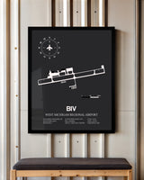 Frame color options for West Michigan Regional Airport Wall Art