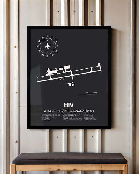 Frame color options for West Michigan Regional Airport Wall Art