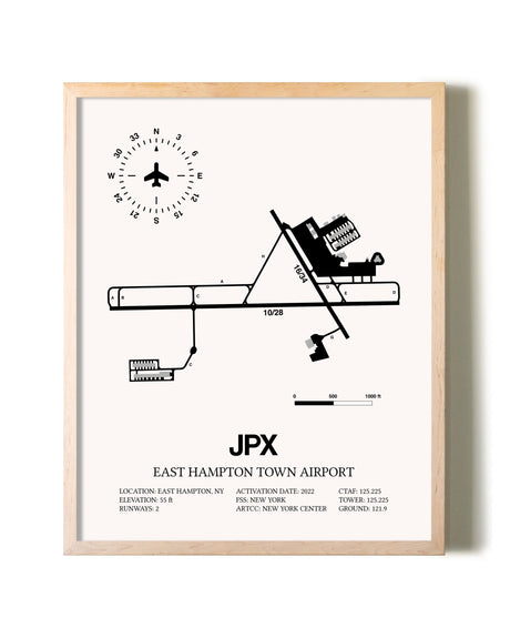 East Hampton Town Airport framed wall art in white frame