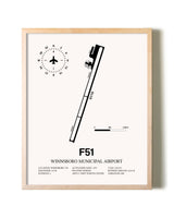 Winnsboro Municipal Airport framed wall art in white frame