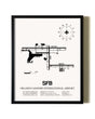 Framed Orlando Sanford International Airport wall art poster in black frame