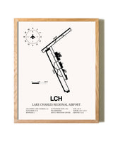 Lake Charles Regional Airport framed print in natural wood frame