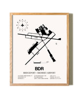Bridgeport / Sikorsky Airport framed print in natural wood frame