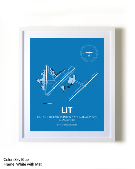 Bill and Hillary Clinton National Airport/Adams Field framed wall art in white frame with mat