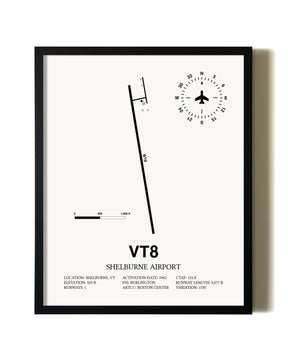 Framed Shelburne Airport wall art poster in black frame