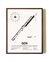 Grand Canyon National Park Airport aviation print in walnut frame