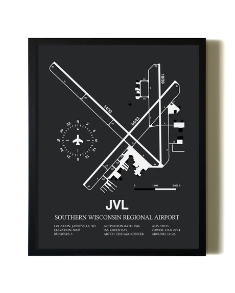 Unframed Southern Wisconsin Regional Airport map print poster